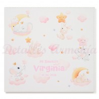 Libro de firmas para bautizo Nubes rosas