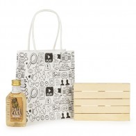 Detalle Bautizo Licor y posavasos palet con bolsa Kraft