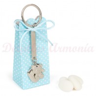 Llavero abalorios infantiles y caja azul para detalle bautizo Niño