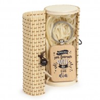 Llavero frases en estuche de bambú natural para Detalle de Bautizo