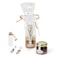 Mermelada con pendientes en bolsa regalo para Detalle Bautizo