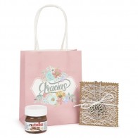 Detalle Bautizo Mini Nutella y colgante árbol de la vida en bolsa regalo