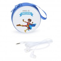 Monedero metálico Súper Héroes con auriculares para Detalle de Bautizo Niño