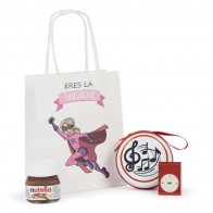 Detalle Bautizo Portamonedas MP3 con mini Nutella con bolsa