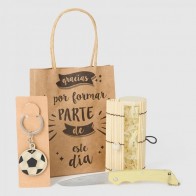 Detalle Bautizo llavero futbol con navaja clara con bolsa