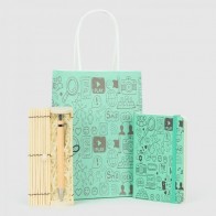 Pack de escritura block con bolígrafo de madera con bolsa