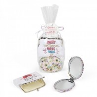 Pack monedero agradecimiento con espejo floral con envoltorio