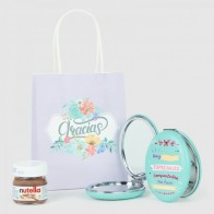 Pack espejo frases pastel con nutella con bolsa