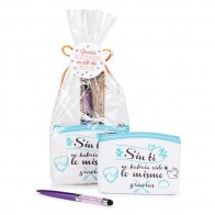 Detalle bautizo monedero gracias con boli cristalitos con envoltorio