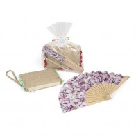 Pack Portatodo y abanico flores para Detalle Bautizo con envoltorio