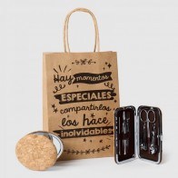  Pack Set de manicura y espejo de corcho con bolsa