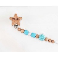 Pinza para chupete azul con estrella personalizada