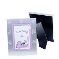 Detalle bautizo portafotos metal bebe rosa