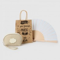 Detalle Bautizo portatodo ovalado con abanico de madera con bolsa