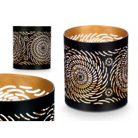 Detalle bautizo 24 unidades de portavela calado Negro Dorado Espiral