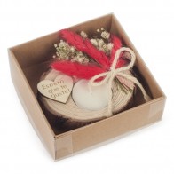 Portavelas rústico con flor seca para Detalle Bautizo