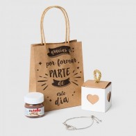 Detalle Bautizo Nutella con pulsera infinito con bolsa