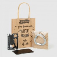 Detalle bautizo pulsera nudos con multiherramientas con bolsa