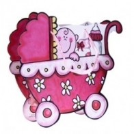 Detalle para bautizo bolsa de regalo carrito rosa