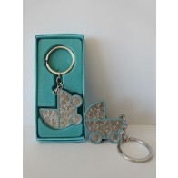 Recuerdo Bautizo llavero carrito azul