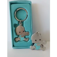 Recuerdo Bautizo llavero biberón azul 