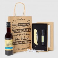 Detalle Bautizo Set navaja clara con linterna con vino con bolsa