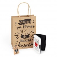 Detalle Bautizo Tarjetero frases con llavero frases en bolsa regalo