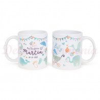 Taza celeste para detalle de bautizo con caja