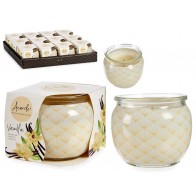 Detalle bautizo caja 12 unidades vela tarro cristal Vainilla