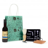 Detalle Bautizo Vino y set de afeitado en bolsa regalo 