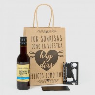 Regalo Bautizo vino con set multiherramientas con bolsa