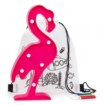 Mochila colorear con lámpara flamencos para detalle niños