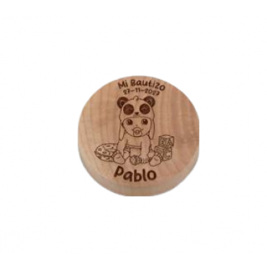 Abrebotellas de madera Panda para detalle bautizo personalizado