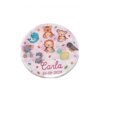 Abrebotellas personalizado en chapa Animalitos rosa para detalle bautizo 