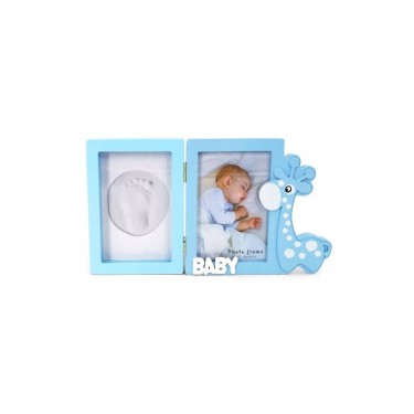 Detalle bautizo Marco azul para huella de bebé 