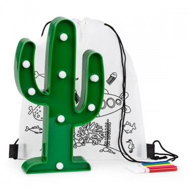 Mochila colorear con lámpara cactus para detalle niños