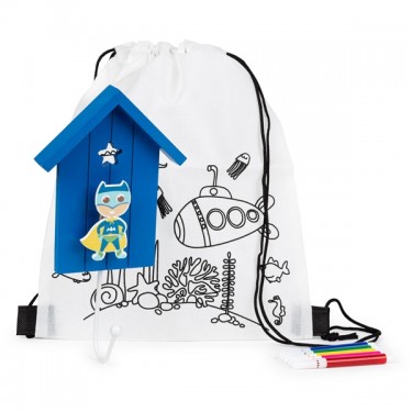 Mochila colorear con percha de héroe para detalle niños