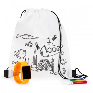 Mochila colorear con reloj digital para detalle niños
