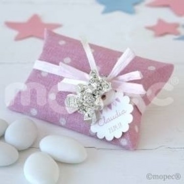 Recuerdo para Bautizo broche osito estuche