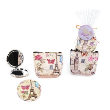 Detalle bautizo niña monedero vintage con espejo