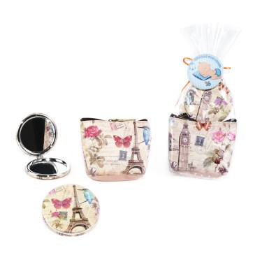 Detalle bautizo niño monedero vintage con espejo