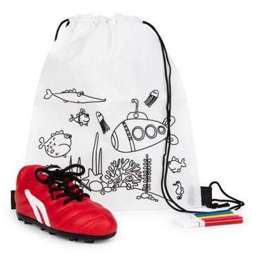 Mochila colorear con hucha fútbol para detalle de niños