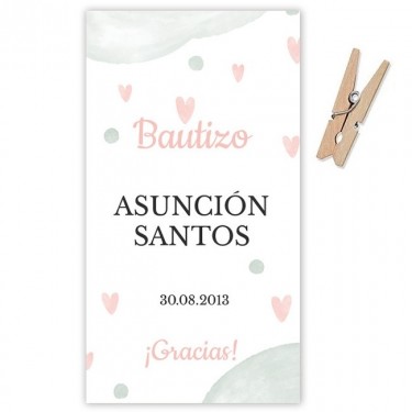 Etiqueta Bautizo Corazones 