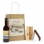 Botella de vino y navaja en estuche de Bambu con bolsa Kraft 
