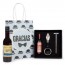 Detalle Bautizo Vino mas estuche con accesorios en bolsa regalo