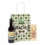 Detalle Bautizo en bolsa Kraft con botella de vino y llavero de madera frases