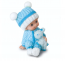 Figura pastel de bautizo con niña sentada y peluche azul